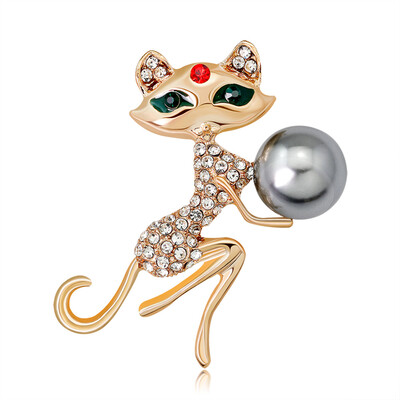 

Fashion Jewelry Gold Cute Cat Brooches Garment Accessories Animal Pin Birthday Gift