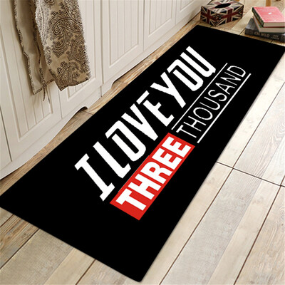 

Gobestart I love You Three Thousand Times Pattern Square Area Rug FLeece Kitchen Bathroom 60X180CM