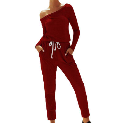 

Fashion New Long-sleeved Strapless Solid Color Casual Jumpsuit