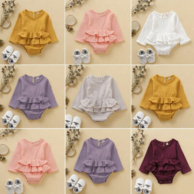 

Newborn Infant Baby Girls Romper Ruffle Cotton Linen Long Sleeve Jumpsuit One-Piece Bodysuits Outfits Clothes