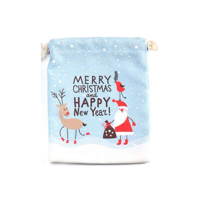

Christmas Drawstring Gift Bags Reusable Fabric Candy Bag Santa Claus Present Treat Bags Christmas supplies