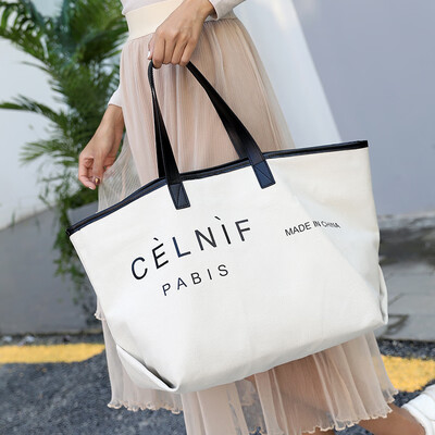 

Canvas bag woman large capacity single shoulder bag Korean version fashion simple shopping bag big bag art girl bag