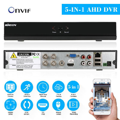 

KKmoon 4CH Channel CCTV Video Recorder 1080P Hybrid NVR AHD TVI CVI DVR 5-in-1 P2P Cloud Network Onvif Support Plug&Play Phone