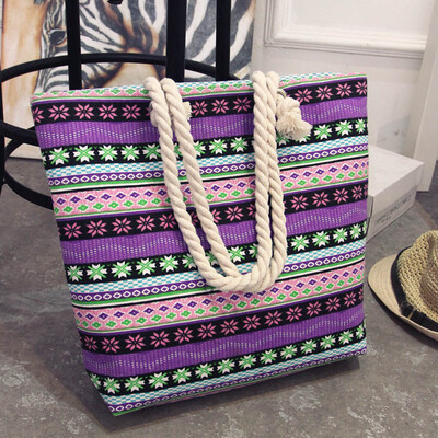

Tailored Fashion Female Canvas Ethnic Style Shoulder Bag Printing Handbag Shopping Bag