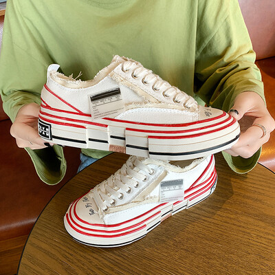 

Ins super fire Wu Jianhao canvas shoes star the same heavy industry cork muffin thick bottom retro high beggar board shoes