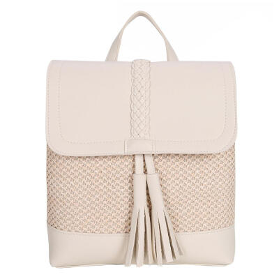 

Women Summer Fashion PU Backpack Handbag Drawstring Rattan Small Bag