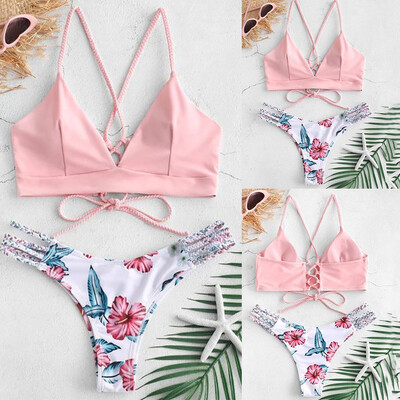 

Saidsome WWomens Bikini Cut Flower Two Piece Swimsuit Pushups Swimwear Beachwear