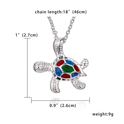 

Fashion Silver Filled Blue Glitter Sea Turtle Pendant Necklace Frog Dolphin for Women Female Animal Wedding Ocean Beach Jewelry