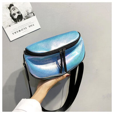 

2018 New Style Fashion Womens PU Leather Laser Sequined Messenger Bags Satchel Tote Colorful Waist Bags