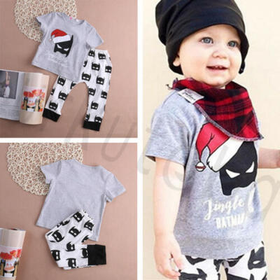 

Newest Cute X-mas Baby Boy Outfit Clothes Batman Smell Print T-shirtLong Pants