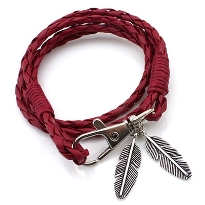 

New Fashion Leather Wrap Braided Wristband Cuff Punk Men Women Bracelet Bangle