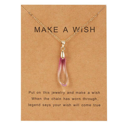 

Personality Geometry Natural Stone Pendant Necklace Gold Chain Multi-color Resin Necklace Women Girl Jewelry with Wish Card Gift