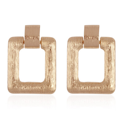 

Alloy Dangle Earrings Drawbench Style Rectangle Golden 45x33mm