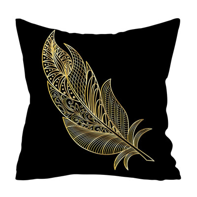

〖Follure〗Gold Plant Printed Polyester Pillow Case Cover Sofa Cushion Cover Home Decor A