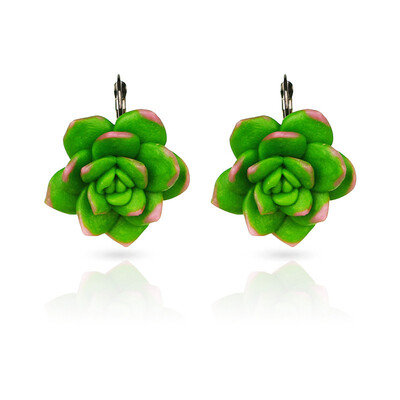 

1 pair soft green earrings earrings succulents simulation Fleshy Flower Earrings