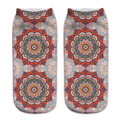 

New Arrival Short Mandala Socks Women 3D Print High Quality Polyester Beauty Flower Low Cut Ankle Socks