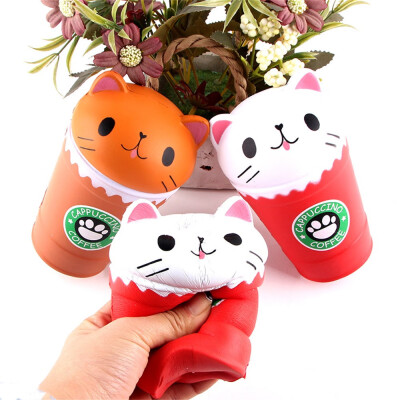 

Siaonvr Cut Coffee Cup Cat Scented Squishies Slow Rising Squeeze Toy Collection Gift