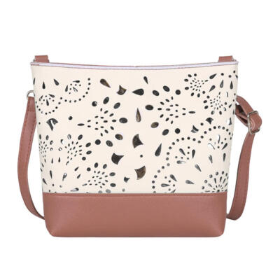 

Contrast Color Floral Hollow Shoulder Bag Women Leather Messenger Handbags