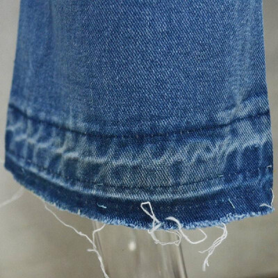 

New Vintage Women Mid Waist Denim Mom Jeans Asymmetric Cuffs Washed Straight Boyfriend Jeans Blue