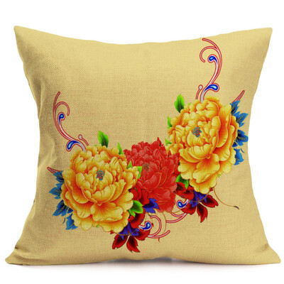 

〖Follure〗Peony Sofa Bed Home Decoration Festival Pillow Case Cushion Cover