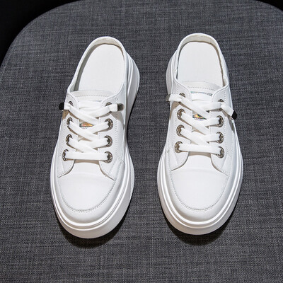 

Net red slippers women wear sandals 2019 summer new fashion Joker leisure lazy white Baotou half drag women