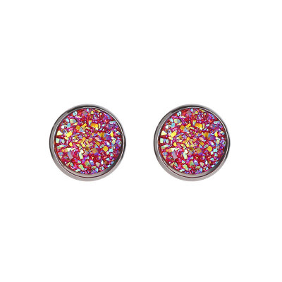 

Temperament Geometric Round Star Shaped Stud Earring Symmetrical Inlay Color Stainless Steel Wild Earbob