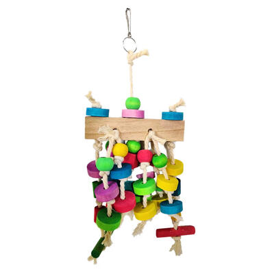 

Pet Parrot Toys Wooden Colorful Beads Hanging Climbing Stand Bird Bite Toy