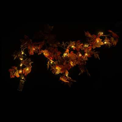 

〖Follure〗Halloween 15M LED Lighted Fall Autumn Pumpkin Maple Leaves Garland Decor