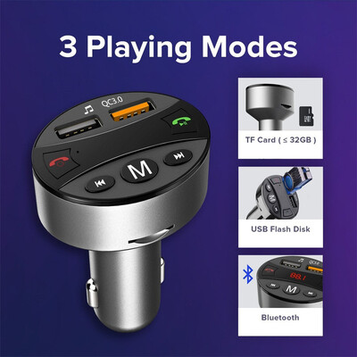 

〖Follure〗QC30 Fast Bluetooth Car Kit Wireless FM Transmitter Dual USB Charger Audio MP3
