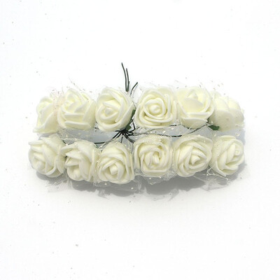 

FUNNYBUNNY 12pcs 25cm Mini Lace Foam Rose Artificial Bouquet Multicolor Rose Wedding Decoration Scrapbooking Fake Easter Gift