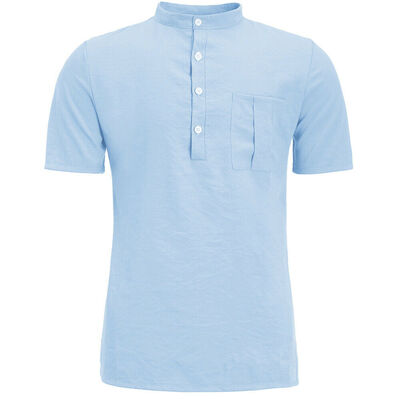 

Summer Mens Cotton Linen T Shirt Henley Tops Casual Loose V Neck Short Sleeve