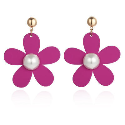 

Korean Trendy Pearl Earrings Acrylic Five-leaf Flower Dangle Drop Earrings For Women Long Earings Fashion Jewelry 2019 Oorbellen
