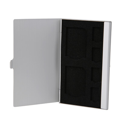 

Monolayer Aluminum 2 SD 4TF Micro SD Cards Pin StorageBox Case Holder