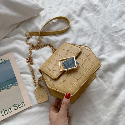 

Summer foreign air bag fashion crocodile texture womens bag new 2019 geometric small square bag single shoulder oblique satchel b
