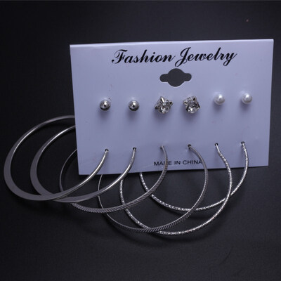 

12 PairsSet Simulated Pearl Stud Earrings Set 2019 New White Beige Color Round Ball Statement Earrings for Women Gift Brincos