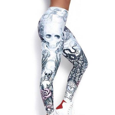 

Tailored Women Fashion Skull Printed Skinny Slim High Waist Yoga Leggings Pants