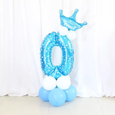 

FUNNYBUNNY Mix set 30" Numbers 0-9 pink&Blue Typ foil balloons Birthday Party balloons Pink With Crown Shape