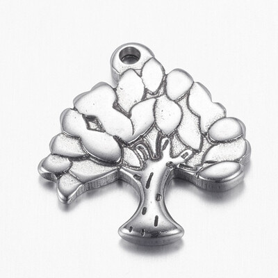 

304 Stainless Steel Pendants Tree Stainless Steel Color 195x18x2mm Hole 15mm