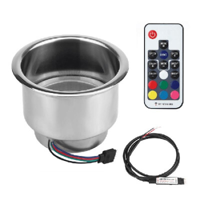 

Cup Holder RGB LED Light Drink Cup Holder Remote Control Stainless Steel for Marine Boat Car Truck RV