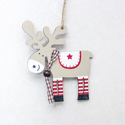 

Gobestart Painted Wood Elk Pendant Christmas Tree Decoration Xmas Decor Deer Ornaments
