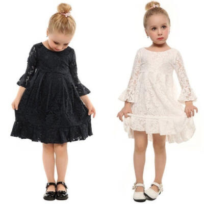 

3 Colors Fashion Kids Baby Girl Party Lace Short Dress Wedding Bridesmaid Princess Dresses