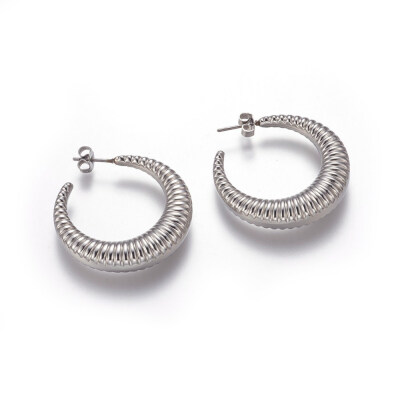

304 Stainless Steel Stud Earrings with Ear Nuts Stainless Steel Color 225mm in diameter Pin 06mm