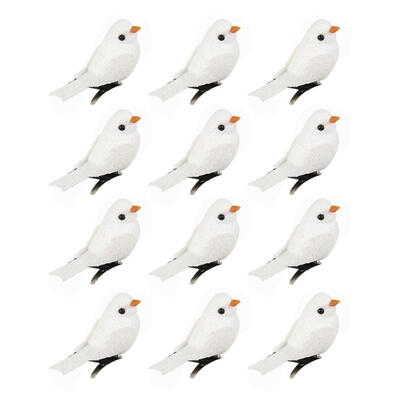

12pcsset Foam Artificial Glitter Birds Christmas Garden Decor Craft Toys