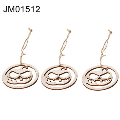 

3PcsSet Wooden Hollow Witch Pumpkin Pendant with Hemp Rope Halloween Decor