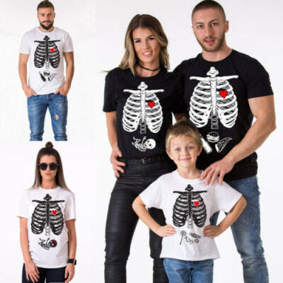 

Women Men Kids Short Sleeve Print T-Shirts Halloween Family Matching Shirts Tops