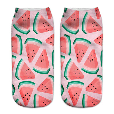 

1Pair Harajuku Food Cartoon 3D Printing Socks Women Fashion Summer Low Cut Ankle Short Socks Female Fresh Style