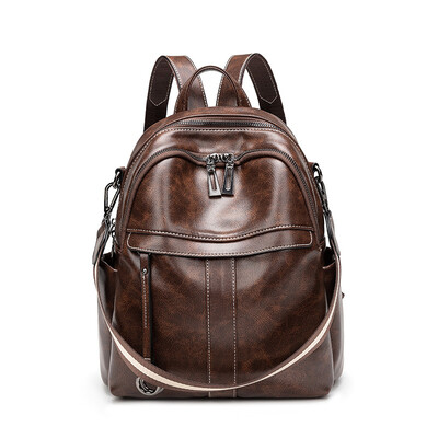 

Backpack 2019 new soft leather travel small backpack