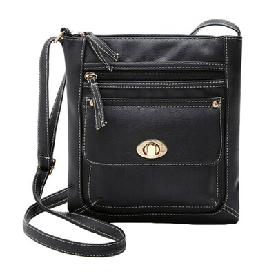 

Vintage Solid Color Women Twist Lock Small Faux Leather Crossbody Shoulder Bag