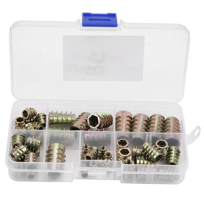 

Greensen 50pcs Alloy Furniture Hex Drive Unhead Nut Threaded For Wood Insert with Box