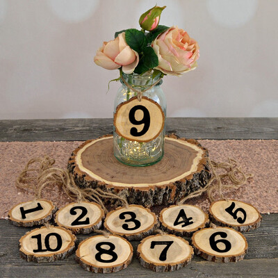 

Gobestart Rustic Wooden Hanging Ornament Wedding Table Home Decoration 1-10 Numbers